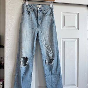 Madewell Light Blue Distressed Straight Leg Jeans